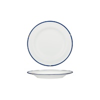 Luzerne Tin Tin White w Navy Blue Rim Wide Rim Plate 210mm Set of 6