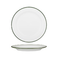 Luzerne Tin Tin White w Green Rim Wide Rim Plate 270mm Set of 4