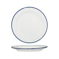 Luzerne Tin Tin White w Navy Blue Rim Wide Rim Plate 270mm Set of 4