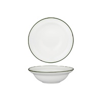 Luzerne Tin Tin White w Green Rim Deep Bowl 380mL Set of 3