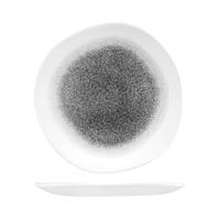 Churchill Raku Trace Round Organic Plate 264mm Quartz Black Ctn of 12.