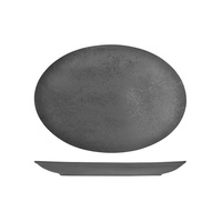 RAK Porcelain Karbon Shale Grey Oval Coupe Plate 320x230mm Set of 6