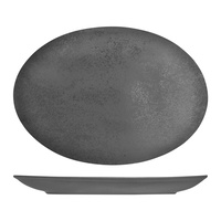 RAK Porcelain Karbon Shale Grey Oval Coupe Plate 360x270mm Set of 6