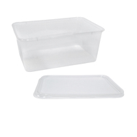 500x Clear Plastic Container w Flat Lid 750mL Rectangle Disposable Chinese Dish