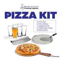 Pizza Kit - Peel, Cutter, Trays, Board and Beer Glasses